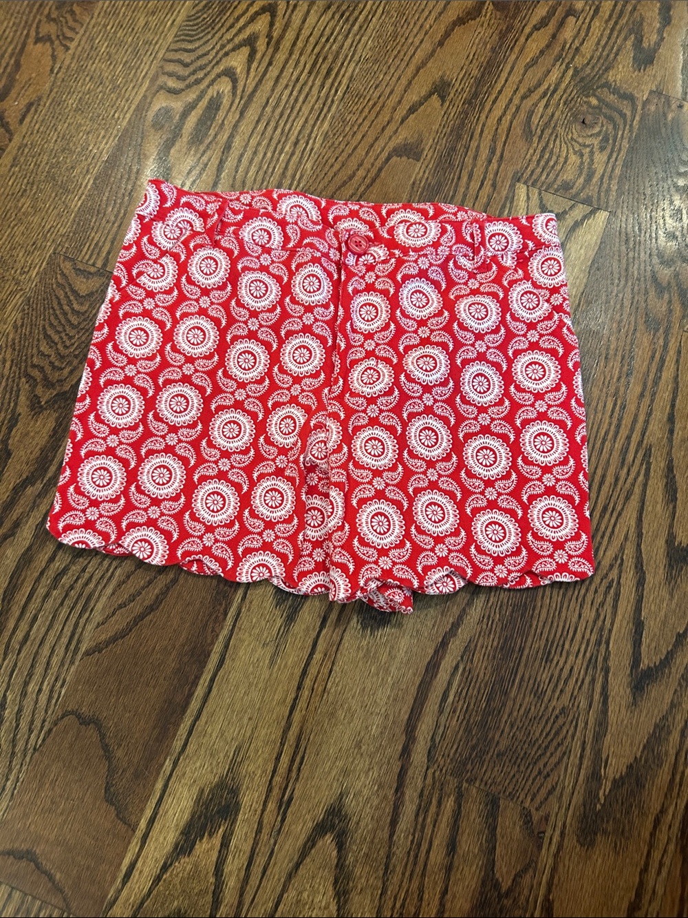 JK Designs Red and White Medallion Girls' Shorts